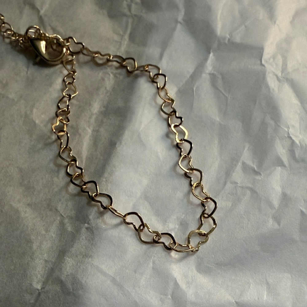 Elegant GoldTone Heart Chain Bracelet New